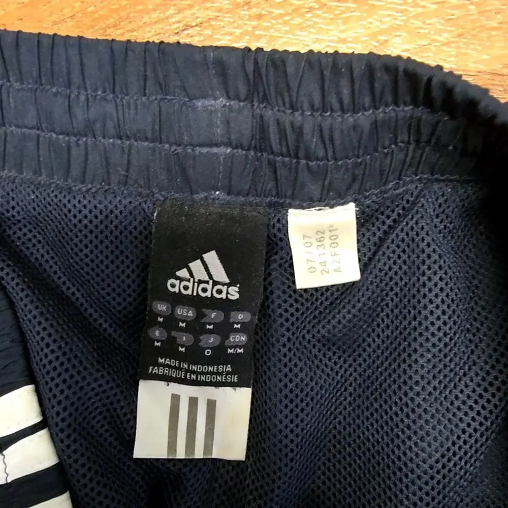 Adidas Mens Track Pants Navy Blue Striped Athletic Sportswear M Sweatpants